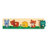 Puzzle lemn cu buton Padure 5 piese