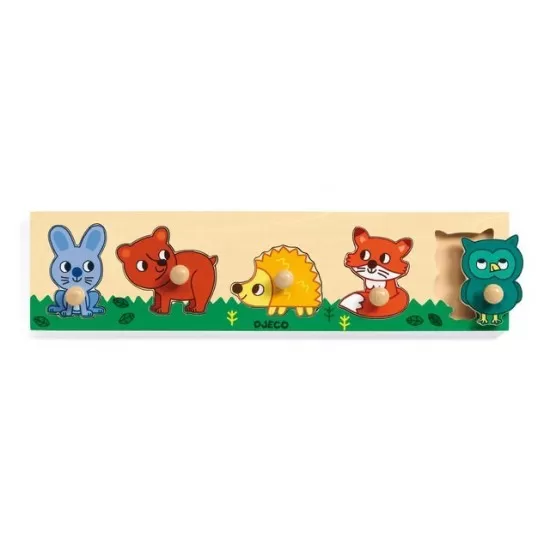 Puzzle lemn cu buton Padure 5 piese