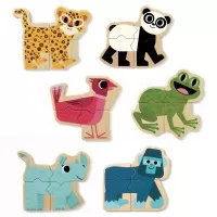Puzzle din lemn cu magneti Djeco Mixanimo 24 piese