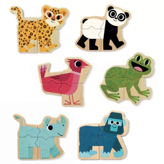 Puzzle din lemn cu magneti Djeco Mixanimo 24 piese Puzzle din lemn cu magneti Djeco Mixanimo 24 piese