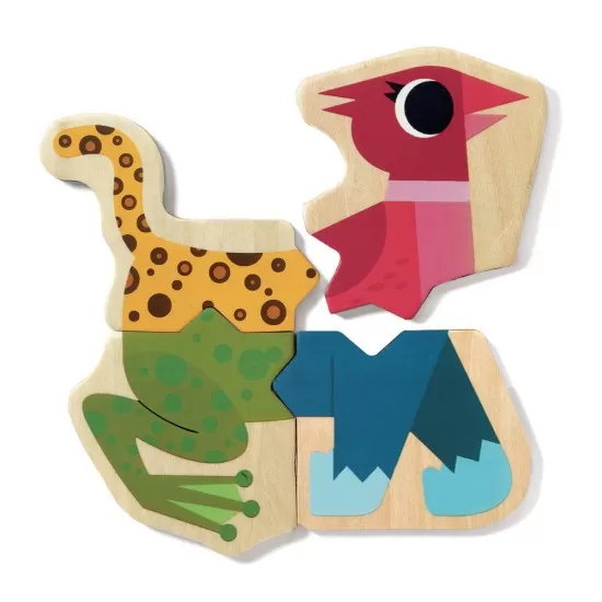 Puzzle din lemn cu magneti Djeco Mixanimo 24 piese Puzzle din lemn cu magneti Djeco Mixanimo 24 piese