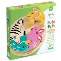 Puzzle din lemn Rondo Leo Djeco 4 piese cu suport