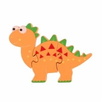Puzzle dinozaur din lemn Stegosaurus Orange Tree Toys 4 piese