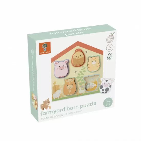 Puzzle lemn animale de ferma Orange Tree Toys 5 piese Puzzle lemn animale de ferma Orange Tree Toys 5 piese