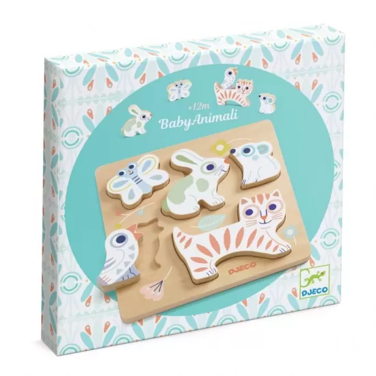 Puzzle lemn BabyAnimali Djeco 5 piese Puzzle lemn BabyAnimali Djeco 5 piese