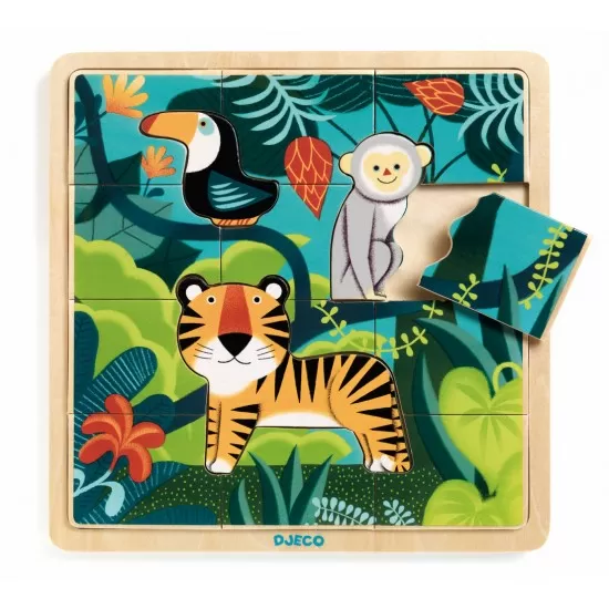 Puzzle lemn Jungla Djeco Puzzle lemn Jungla Djeco