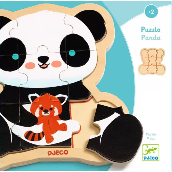 Puzzle lemn Ursuletul Panda Djeco 9 piese