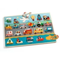 Puzzle lemn Vroom-Vroom Djeco 22 piese