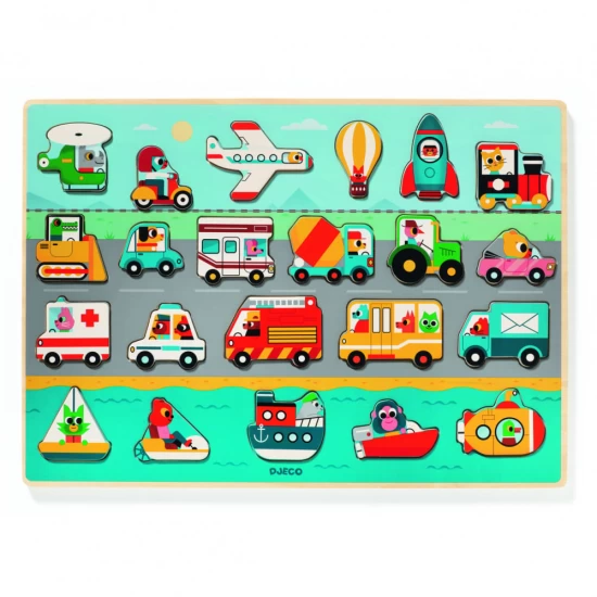 Puzzle lemn Vroom-Vroom Djeco 22 piese