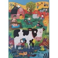 Puzzle gigant Londji 36 piese - Vacuta Moo la ferma
