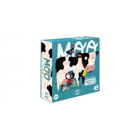 Puzzle gigant Londji 36 piese - Vacuta Moo la ferma Puzzle gigant Londji 36 piese - Vacuta Moo la ferma
