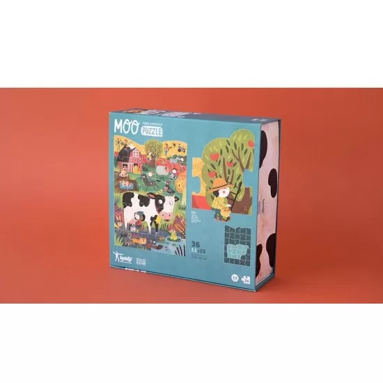Puzzle gigant Londji 36 piese - Vacuta Moo la ferma Puzzle gigant Londji 36 piese - Vacuta Moo la ferma