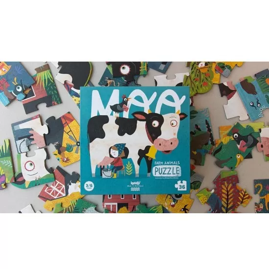 Puzzle gigant Londji 36 piese - Vacuta Moo la ferma Puzzle gigant Londji 36 piese - Vacuta Moo la ferma