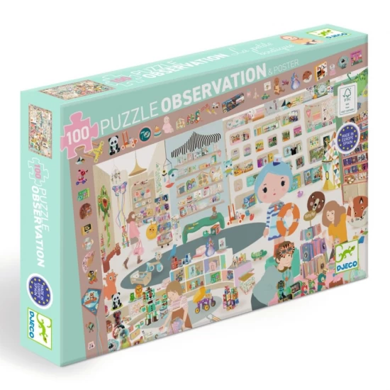 Puzzle de observatie Micul magazin 100 piese Djeco