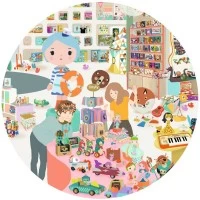 Puzzle de observatie Micul magazin 100 piese Djeco