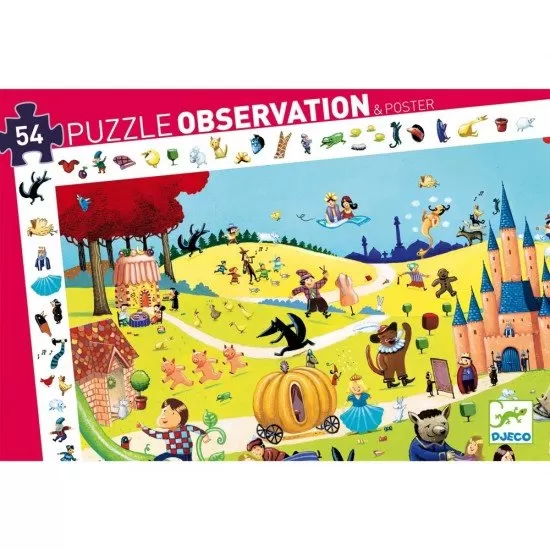 Puzzle observatie 54 piese Djeco - Povesti renumite Puzzle observatie 54 piese Djeco - Povesti renumite