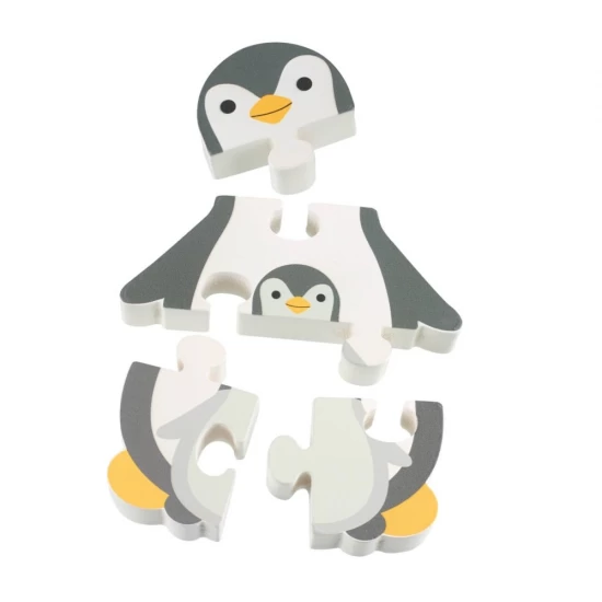 Puzzle Pinguin din lemn cu saculet depozitare Orange Tree Toys 4 piese Puzzle Pinguin din lemn cu saculet depozitare Orange Tree Toys 4 piese