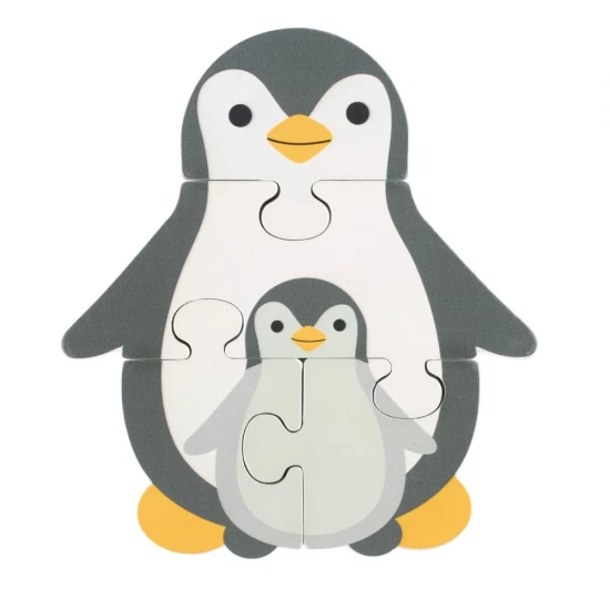 Puzzle Pinguin din lemn cu saculet depozitare Orange Tree Toys 4 piese Puzzle Pinguin din lemn cu saculet depozitare Orange Tree Toys 4 piese