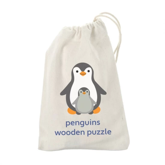 Puzzle Pinguin din lemn cu saculet depozitare Orange Tree Toys 4 piese Puzzle Pinguin din lemn cu saculet depozitare Orange Tree Toys 4 piese