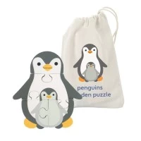 Puzzle Pinguin din lemn cu saculet depozitare Orange Tree Toys 4 piese