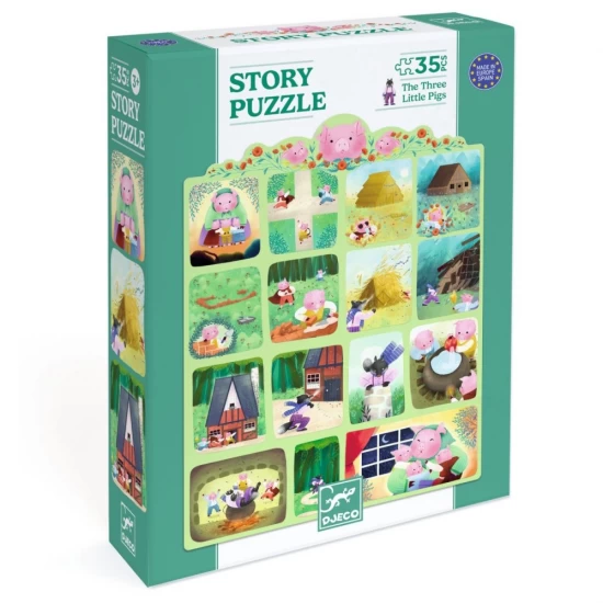 Puzzle poveste Cei trei purcelusi Djeco 35 piese Puzzle poveste Cei trei purcelusi Djeco 35 piese