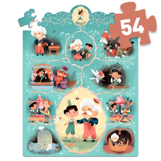 Puzzle poveste Pinocchio Djeco 54 piese