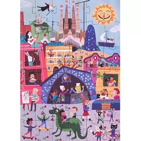 Puzzle reversibil Londji 36 piese - Zi si noapte in Barcelona Puzzle reversibil Londji 36 piese - Zi si noapte in Barcelona