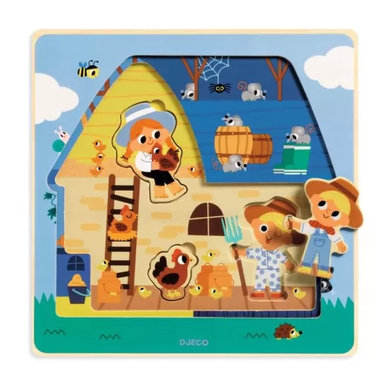 Puzzle straturi Djeco - Animale de la ferma Puzzle straturi Djeco - Animale de la ferma