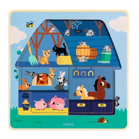 Puzzle straturi Djeco - Animale de la ferma Puzzle straturi Djeco - Animale de la ferma