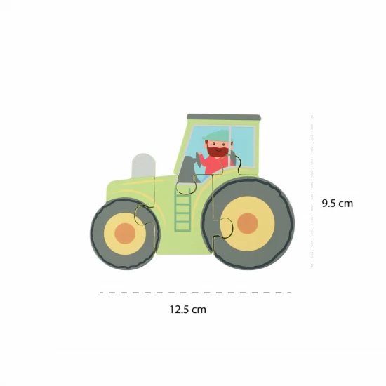 Puzzle tractor din lemn Orange Tree Toys 4 piese Puzzle tractor din lemn Orange Tree Toys 4 piese