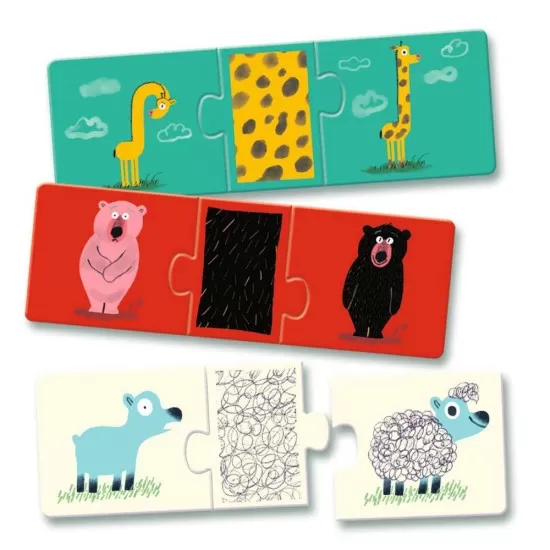 Set 8 puzzle trio Djeco Animale Dezbracate