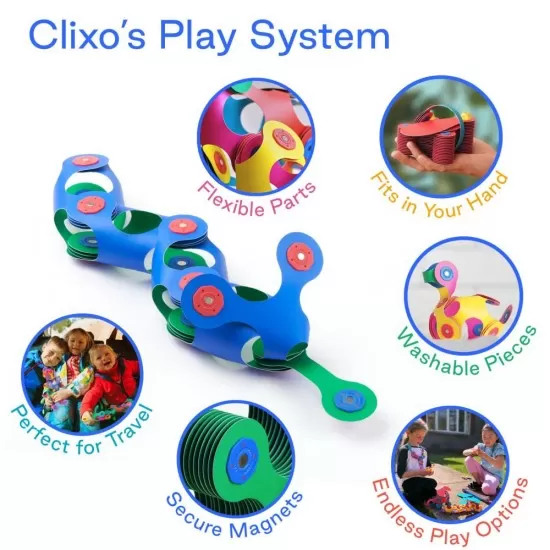Set de construit cu magnet Clixo Itsy pack Blue-Green 18 Set de construit cu magnet Clixo Itsy pack Blue-Green 18