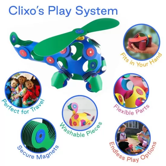 Set de construit cu magnet Clixo Itsy pack Blue-Green 30 Set de construit cu magnet Clixo Itsy pack Blue-Green 30
