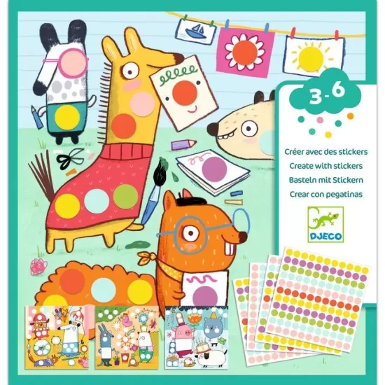Set creativ cu autocolante Djeco - Buline colorate Set creativ cu autocolante Djeco - Buline colorate