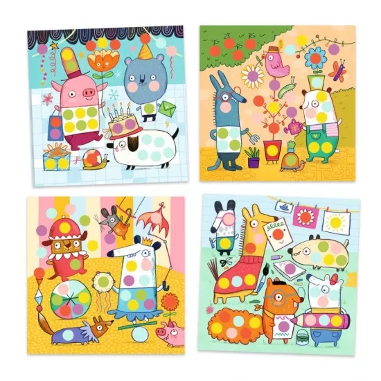 Set creativ cu autocolante Djeco - Buline colorate Set creativ cu autocolante Djeco - Buline colorate