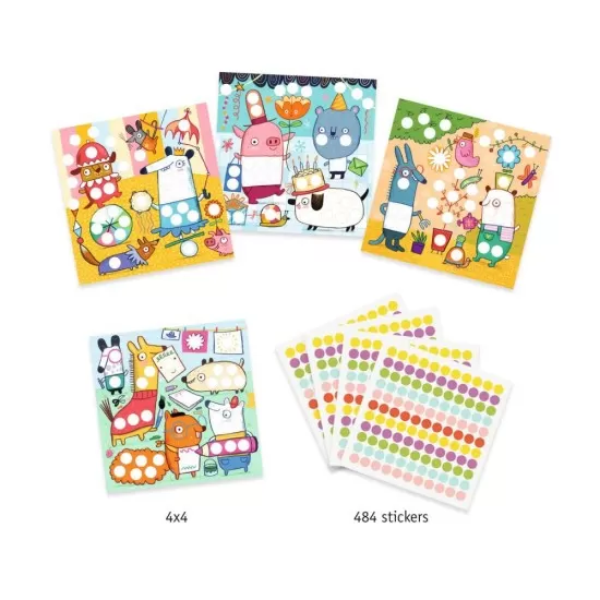 Set creativ cu autocolante Djeco - Buline colorate Set creativ cu autocolante Djeco - Buline colorate