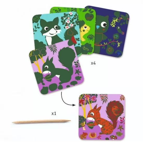 Set creativ de razuit Djeco - Animale prietenoase Set creativ de razuit Djeco - Animale prietenoase