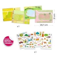 Set creativ de stickere reutilizabile Ferma Djeco