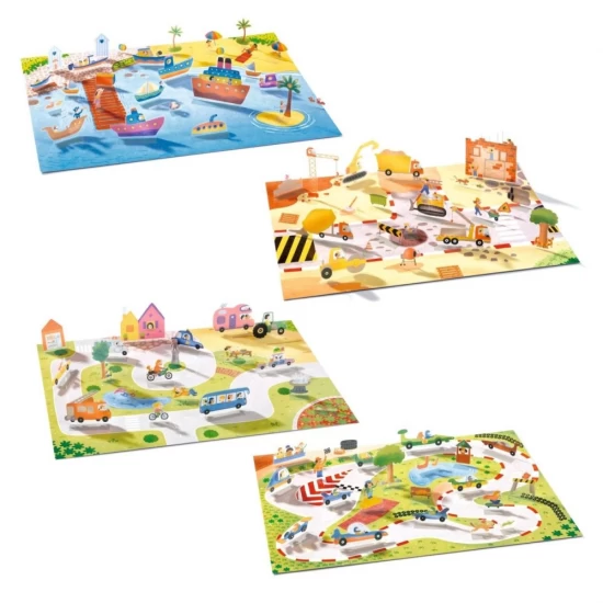 Set creativ de stickere reutilizabile Masini Djeco