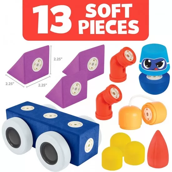Set cuburi din spuma cu magnet Blockaroo Automobil 13 piese Set cuburi din spuma cu magnet Blockaroo Automobil 13 piese