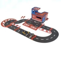 Set de constructie Garaj modular cu pista si 2 masini de curse Croc Toys