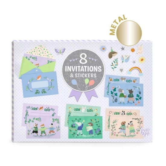 Set 8 invitatii Parada animalelor Djeco