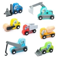 Set de vehicule constructii din lemn pentru trenulete Umu Toys