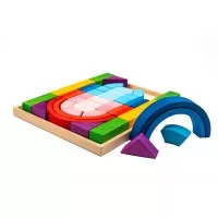 Set de joaca handmade cuburi din lemn 44 piese