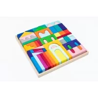 Set de joaca cuburi handmade din lemn 62 piese