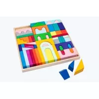 Set de joaca cuburi handmade din lemn 62 piese