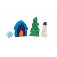 Set de joaca handmade din lemn Marc Toys - Iarna din Poveste, 9 piese