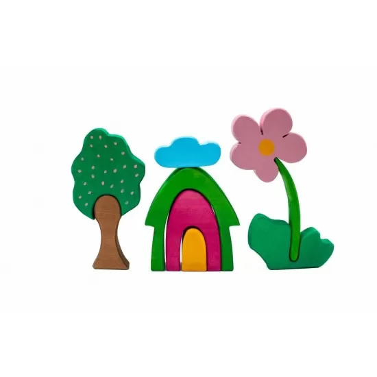 Set de joaca handmade din lemn Marc Toys - Primavara gingasa, 9 piese Set de joaca handmade din lemn Marc Toys - Primavara gingasa, 9 piese