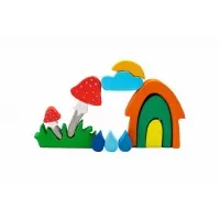 Set de joaca handmade din lemn Marc Toys - Toamna fermecata, 11 piese