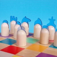 Set joc de societate 3 in 1 din lemn  - Sah, Dame si Table